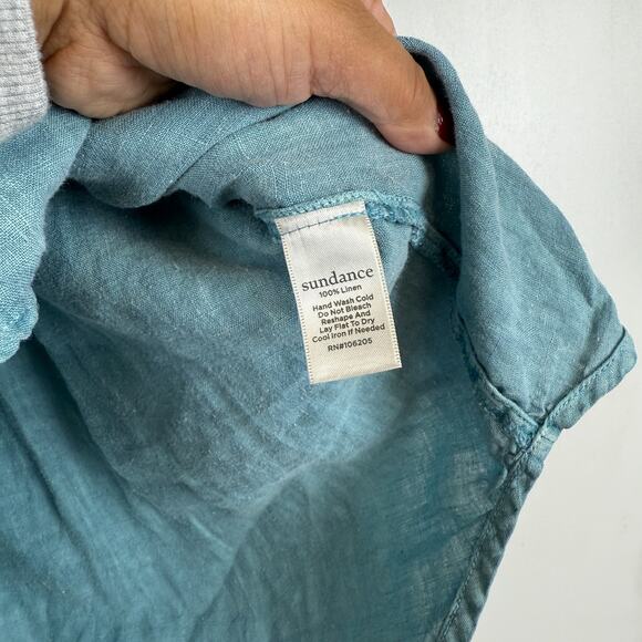 Sundance 100% Linen Button Down Shirt Blue - PXXS P2XS Petite - Picture 5 of 9